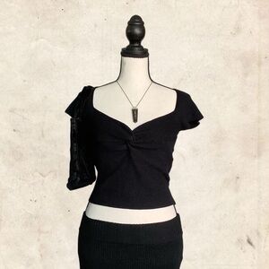 Black Knit Crop Top